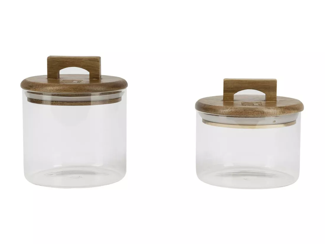 Set de 2 Pots (350 + 500ml) en Borosilicate avec couvercle Bergner