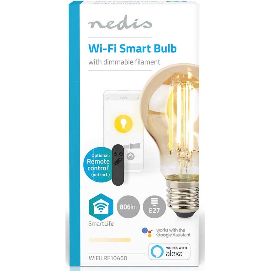 Nedis WIFILRF10A60 Smartlife LED Filamentlamp E27 WIFI 806 lm 7W warm wit
