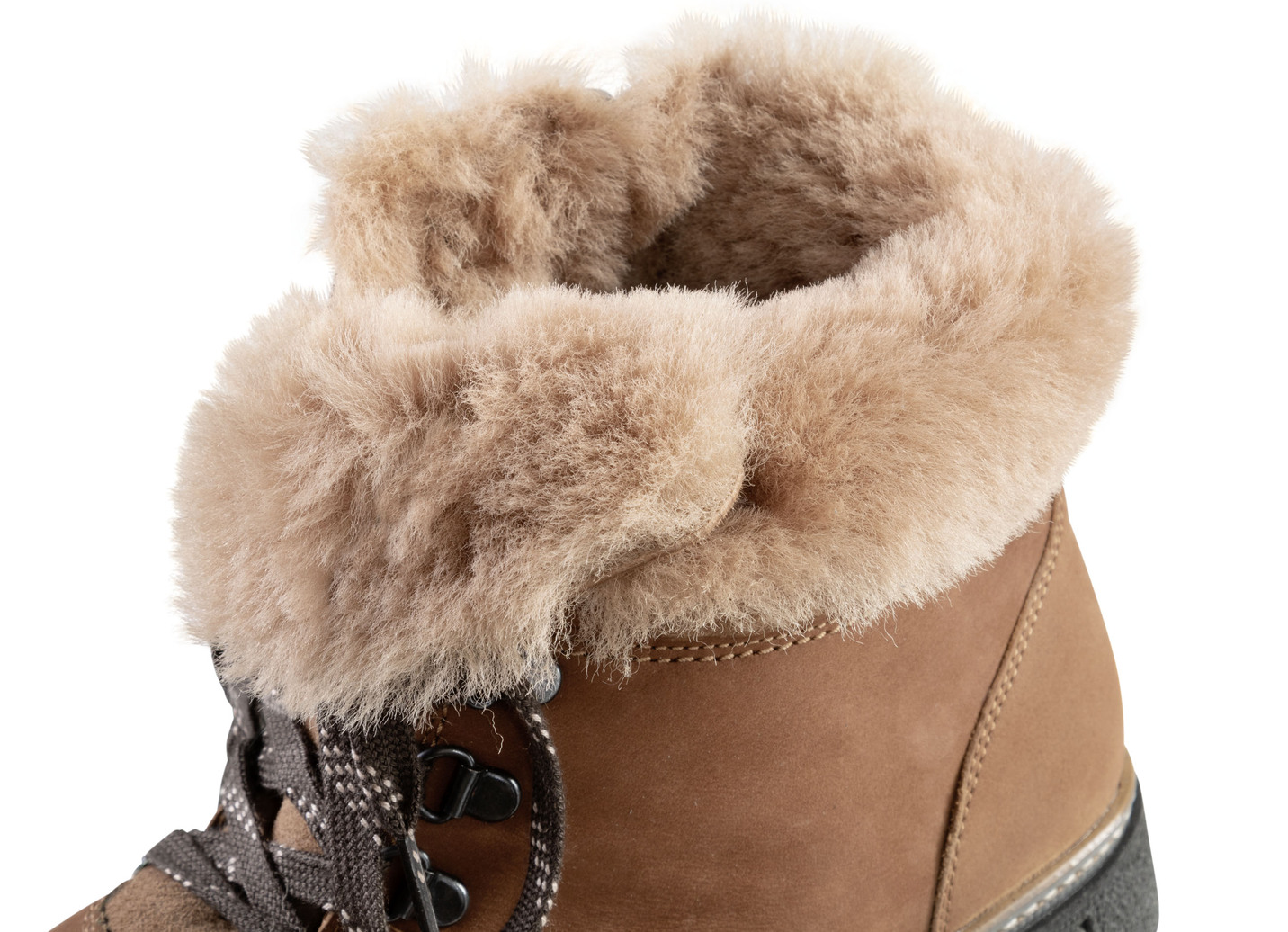 Waldläufer Schnür-Stiefelette mit kuscheligem Kragen aus Lammfell