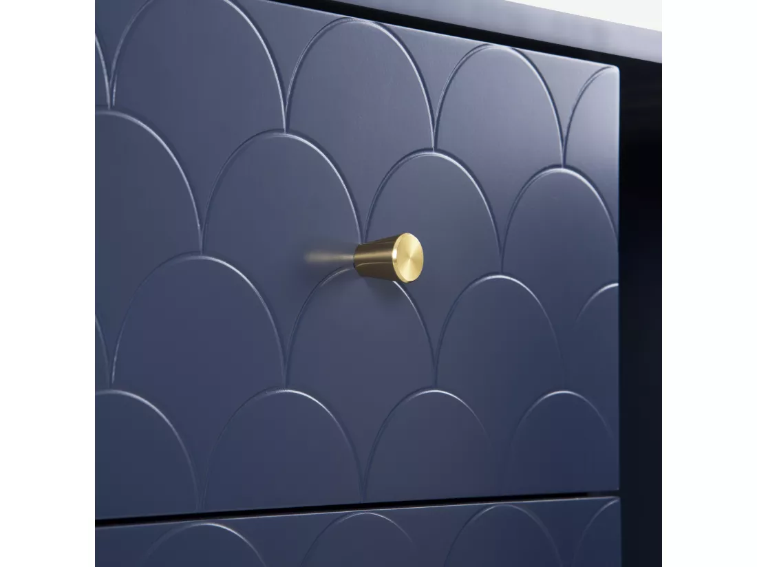 Commode avec ragement pour chambre - 3 tiroirs + 2 portes - bleu foncé
