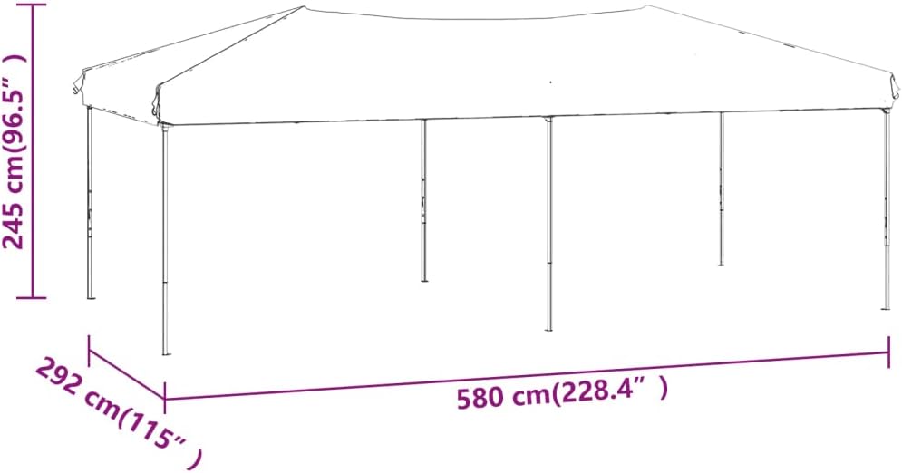 vidaXL Partyzelt Faltbar mit Seitenwänden Schwarz 3x6 m
