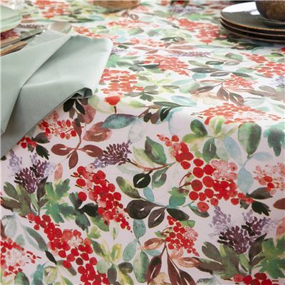 Nappe antitache en coton à fleurs