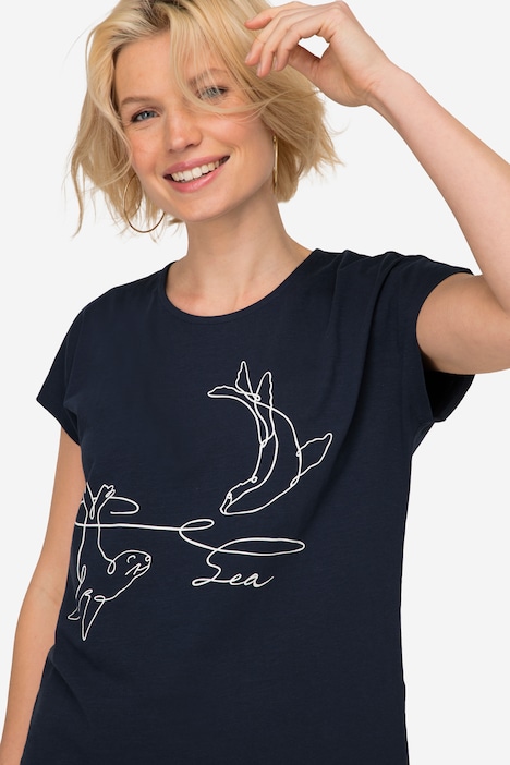 T-Shirt, Robben Print, Rundhals, Halbarm, OEKO-TEX Made in Green