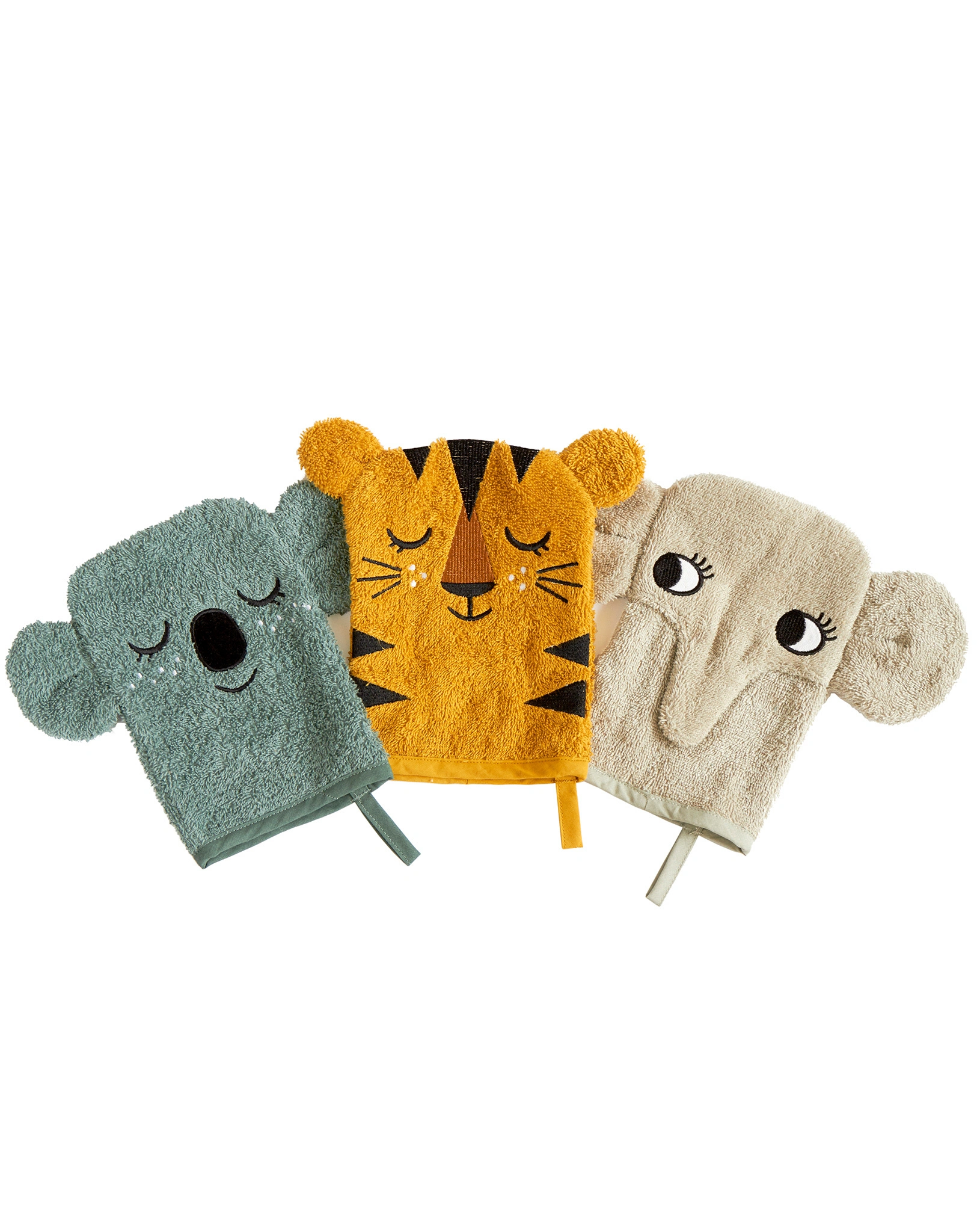 Waschhandschuh KOALA, TIGER & ELEPHANT 3-teilig in bunt
