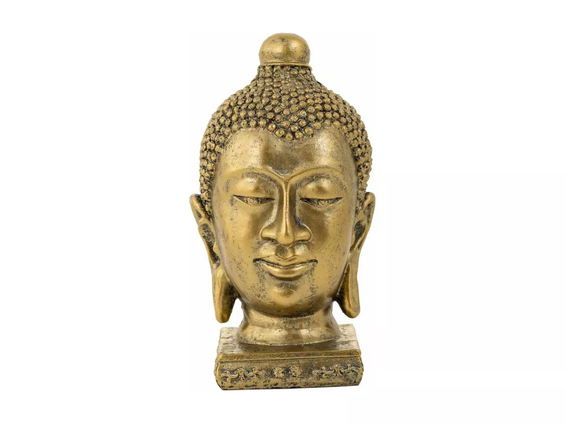 Bouddha décoratif en résine doré 14x13.5x23.5h