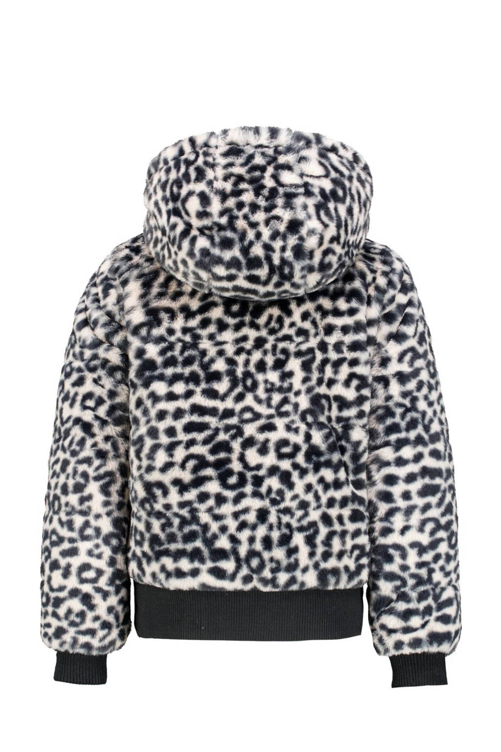 Garcia imitatiebont winterjas met panterprint beige/zwart