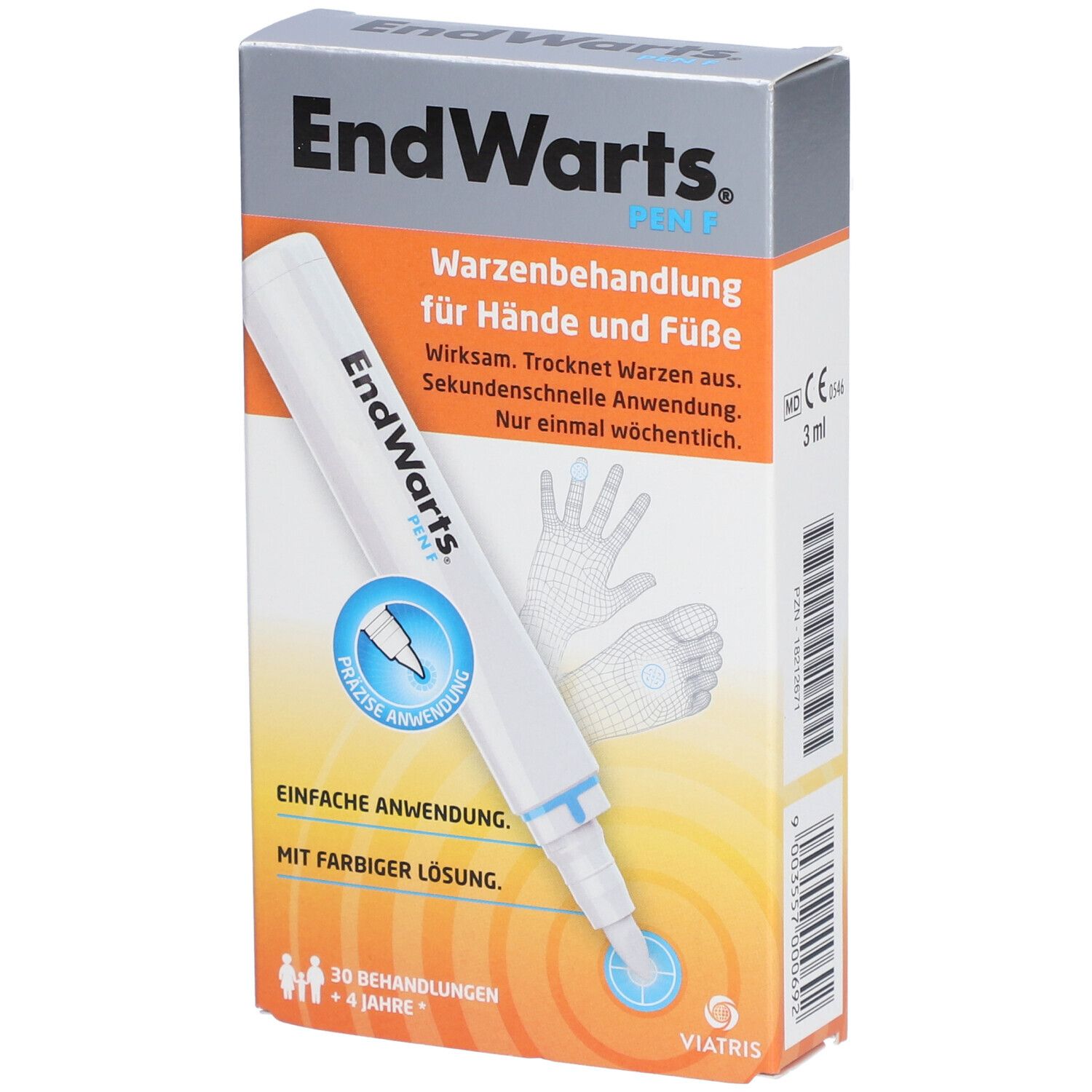 EndWarts PEN F: Warzen entfernen, Warzenentferner mit Ameisensäure, zur Warzenentfernung, Stift für ca. 30 Behandlungen