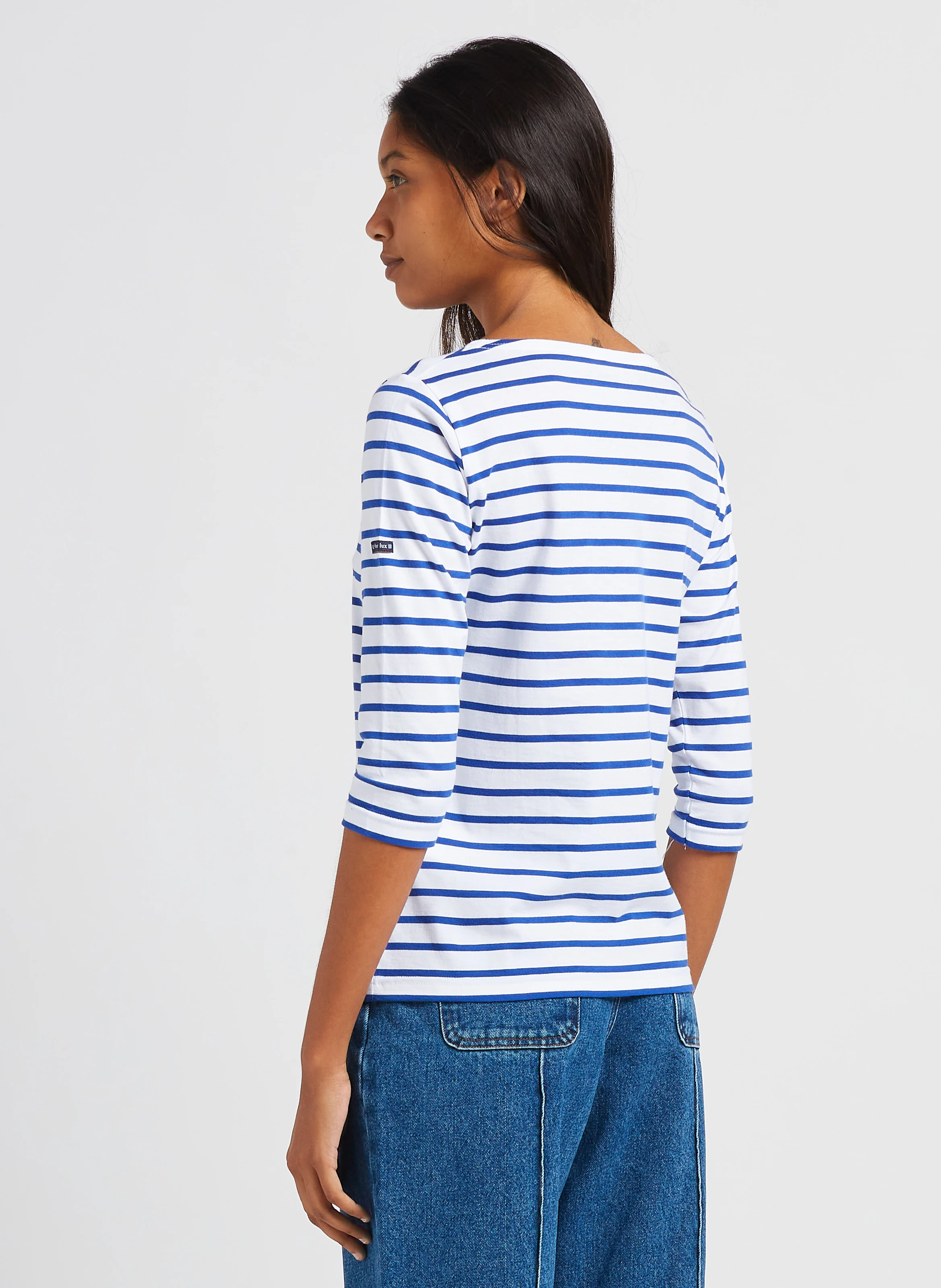 Marinière col rond en jersey light | Blanc