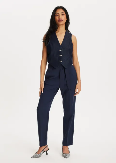 Twill pantalon met strik blauw (BLW.D)
