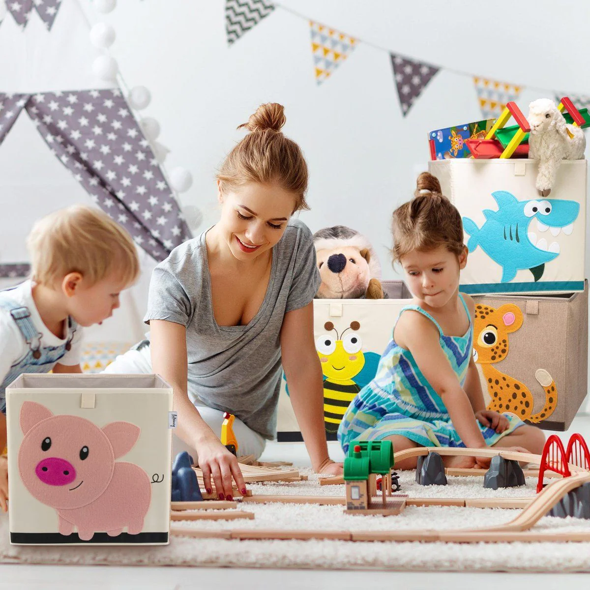Boîte de rangement en tissu pour enfant 