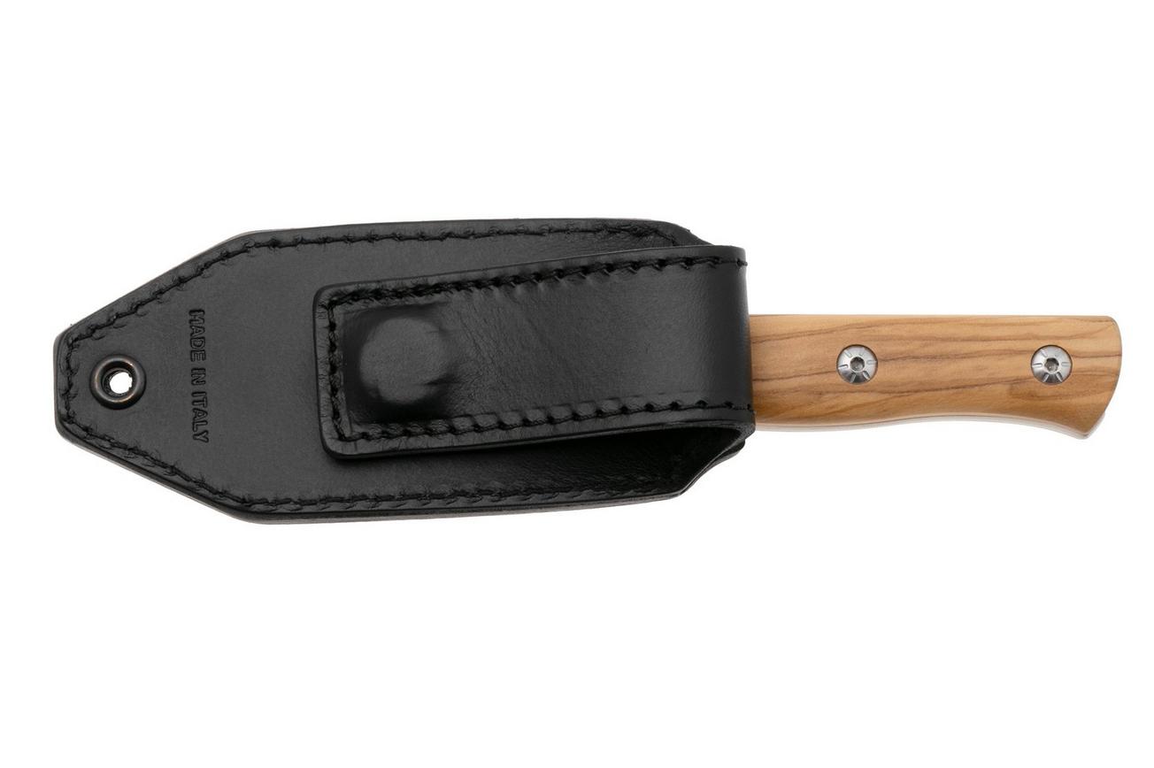 Maserin 915/OL Path, Satin M390, Olive Wood, vaststaand mes, Igor Bortolussi design