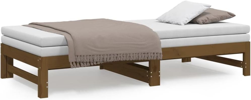vidaXL Tagesbett Ausziehbar Honigbraun 2x(90x190) cm Massivholz Kiefer