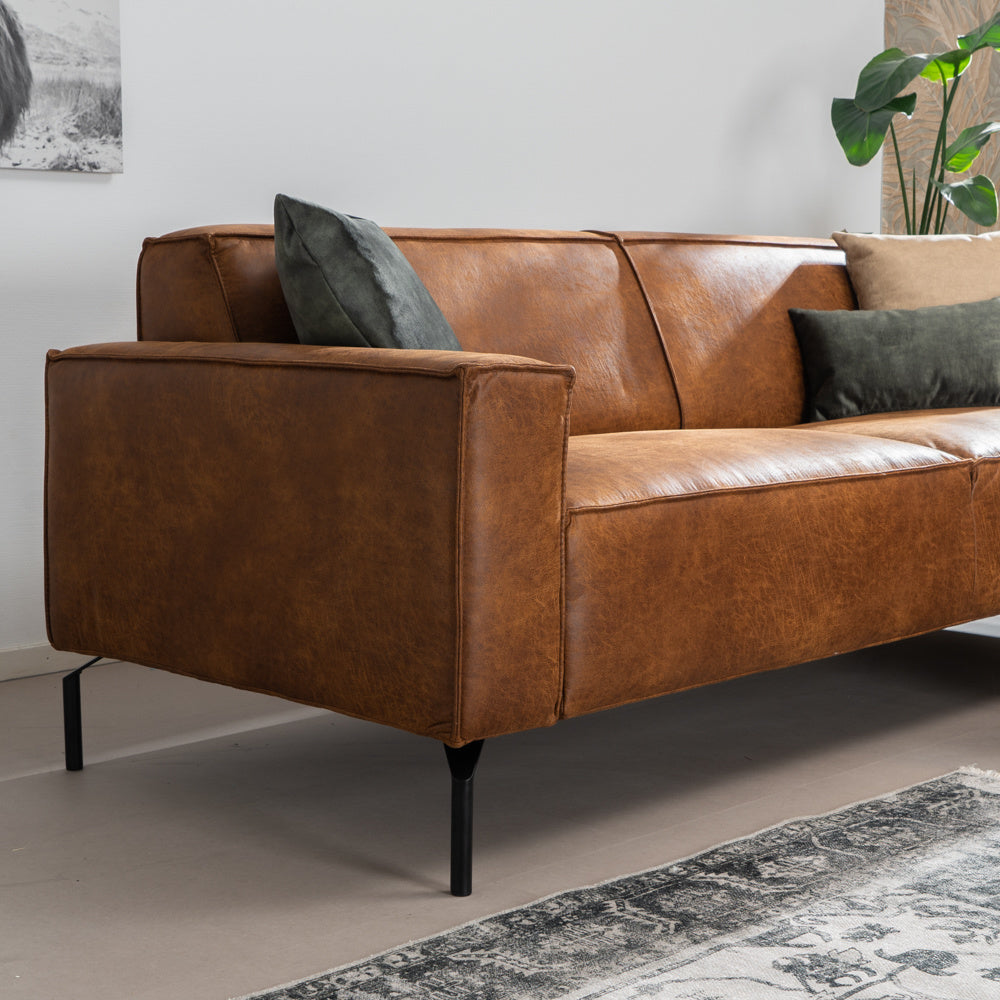 Bronx71 IndustriÃ«le bank 3-zits Kansas eco-leer cognac