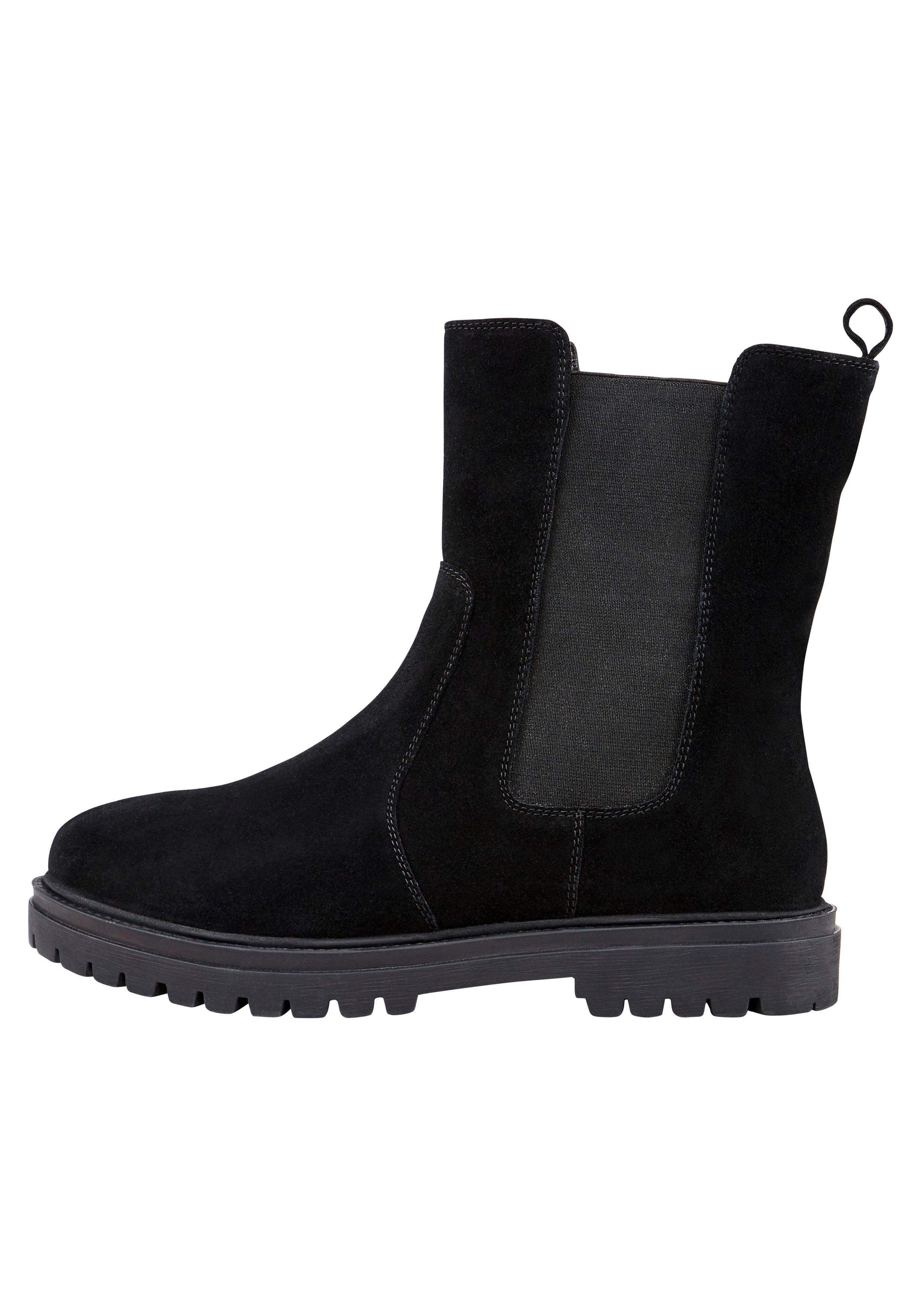 Leder-Schlupfboots mit breitem Stretcheinsatz