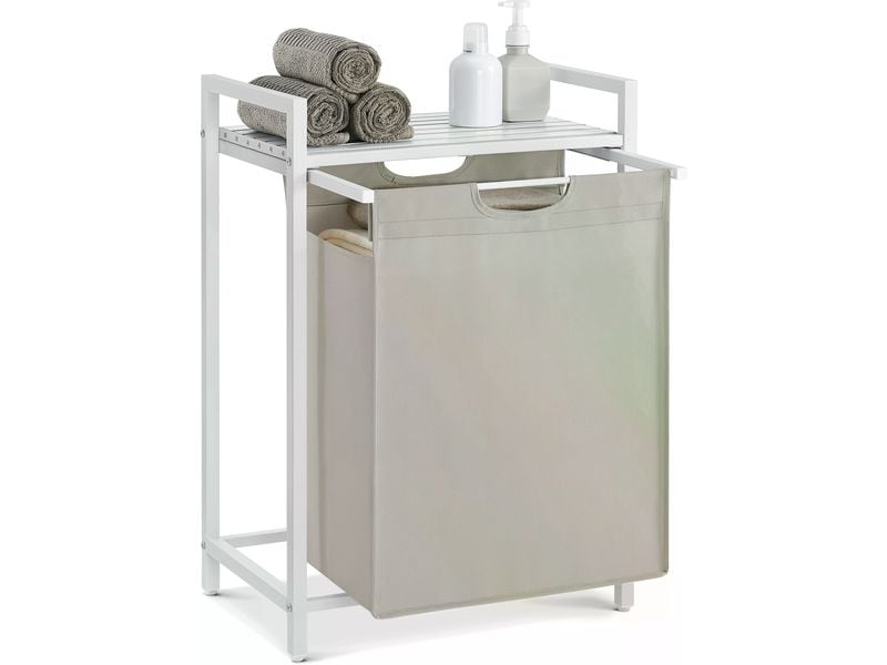 VASAGLE Wäschekorb  mit Ablage 65 l, Weiss Wäschesammler