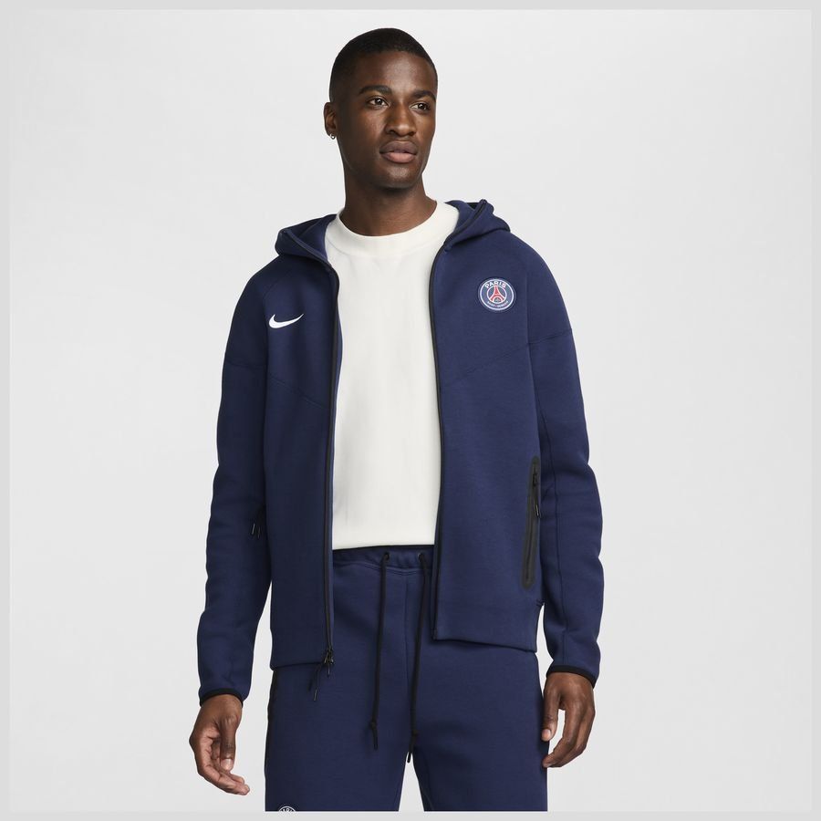 Paris Saint-Germain Sweat à Capuche NSW Tech Fleece FZ - Bleu Marine/Blanc