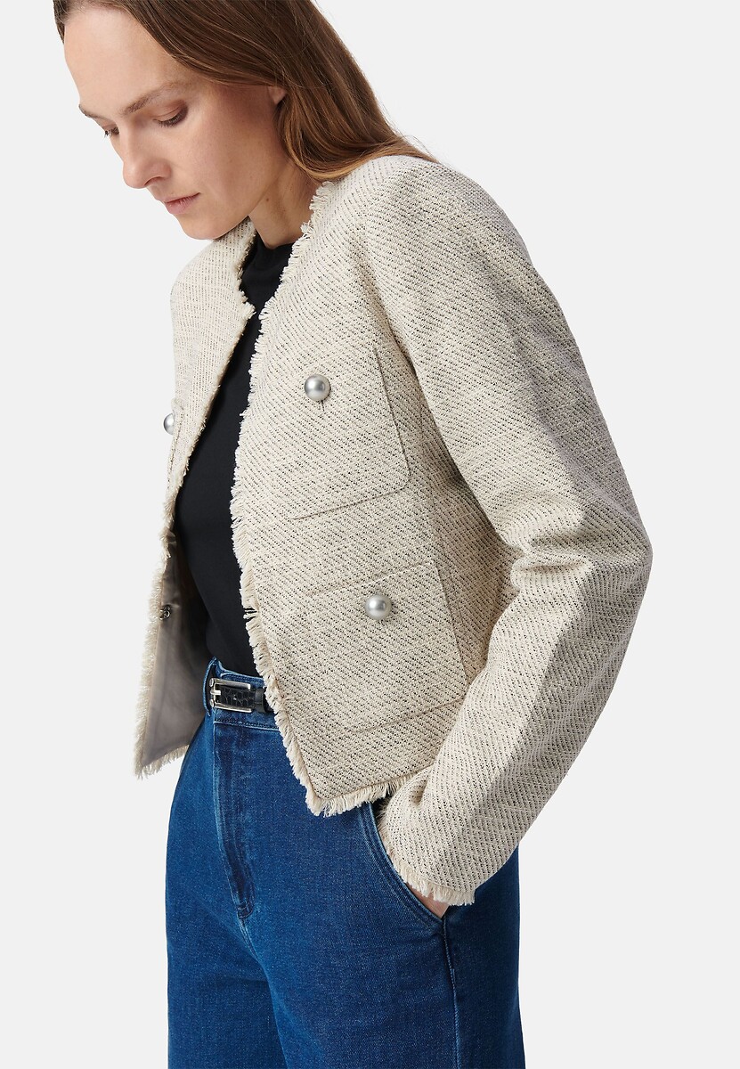 IKKS<br>Jaqueta curta estilo tweed com gola redonda