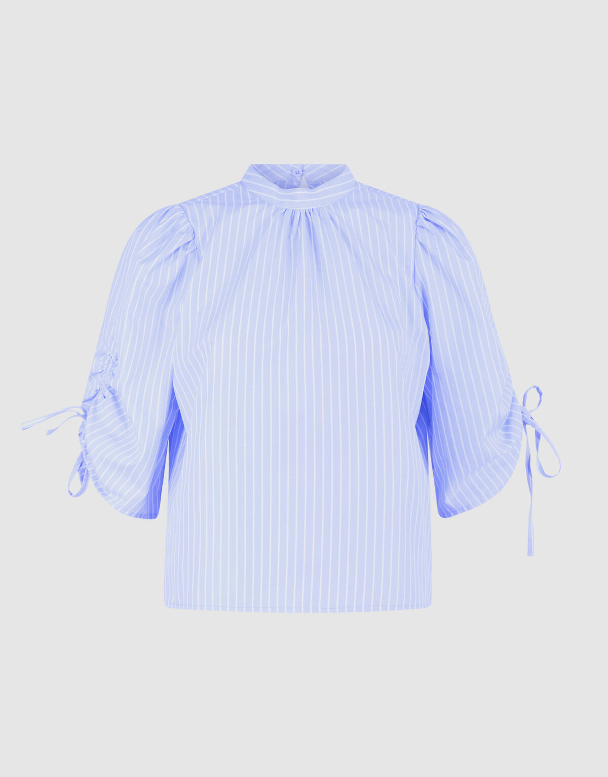 Pinstripe Cord Sleeve Blouse Lichtblauw