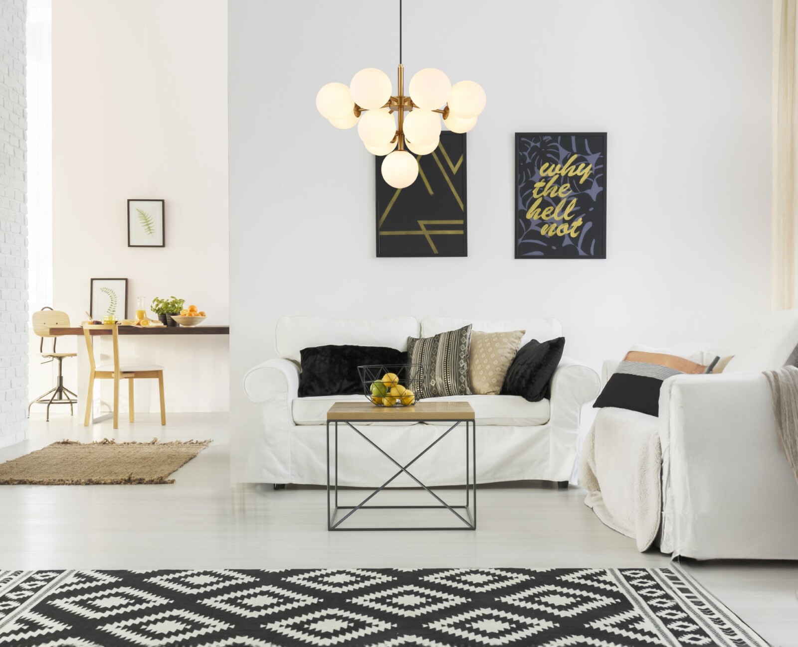 LED-Hängeleuchte - goldfarben matt - opal - 13-flammig