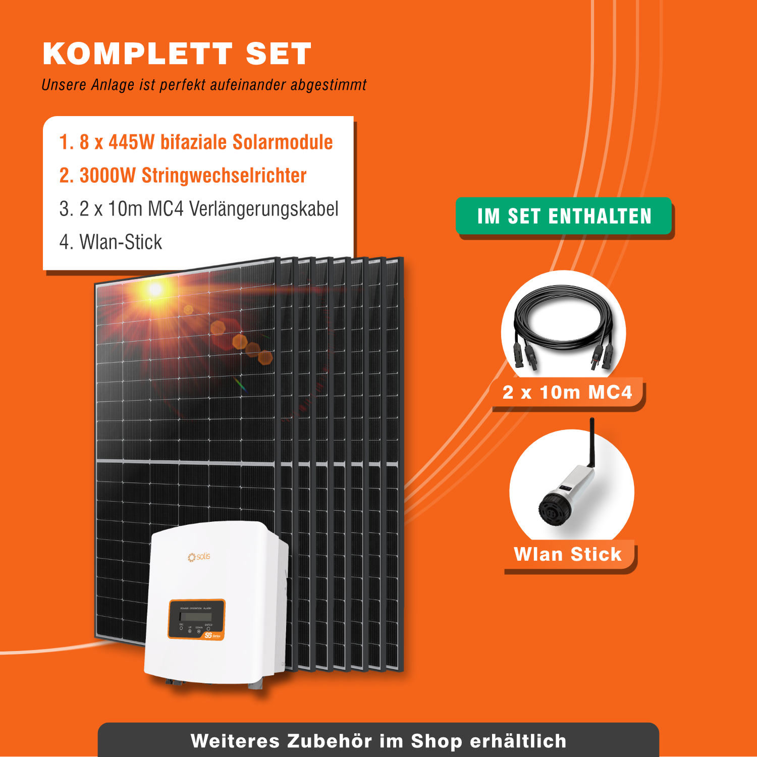 3000W Solaranlage Photovoltaik - bifaziale Solarmodule