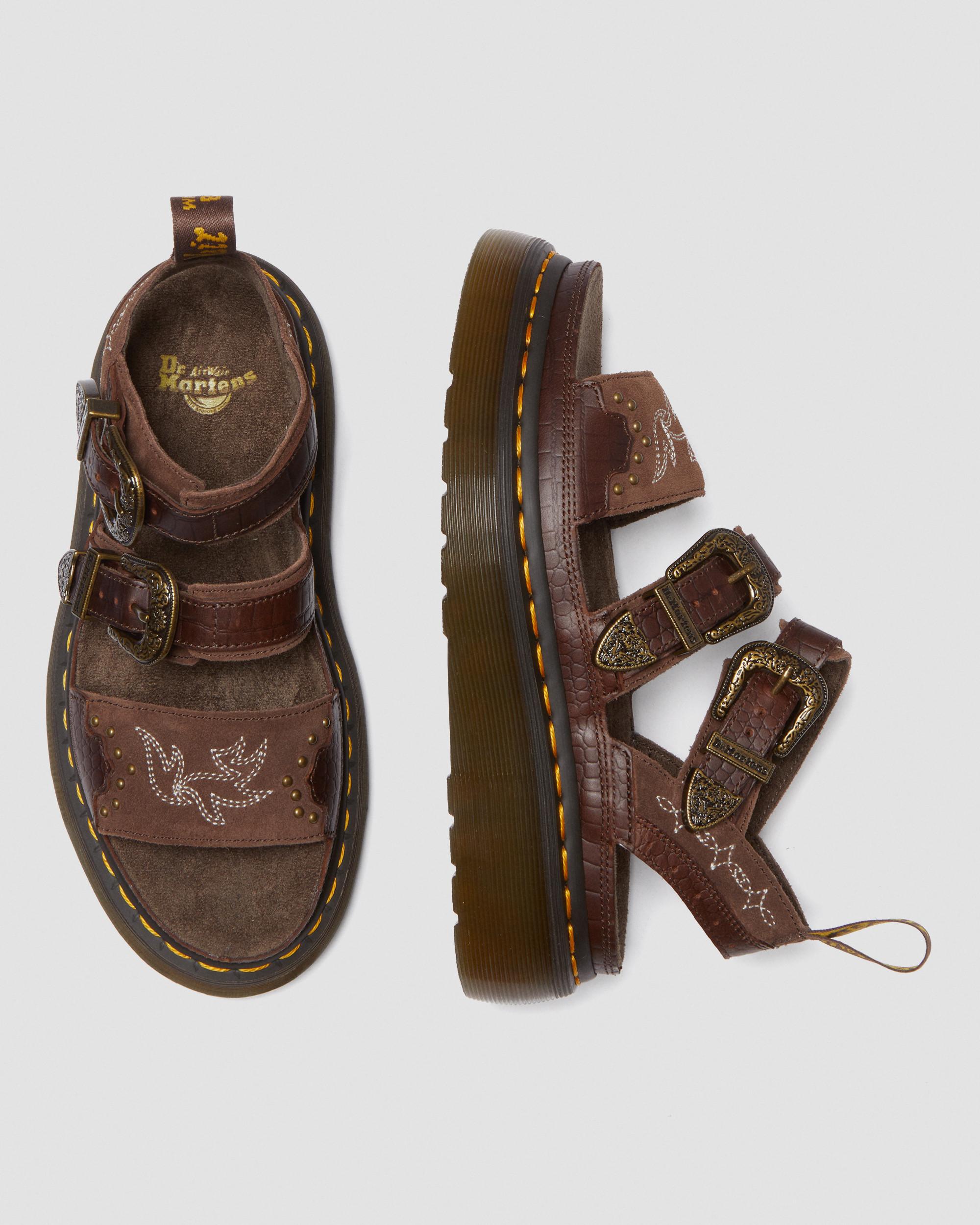 Gryphon Gothic Americana Leder Plateausandalen