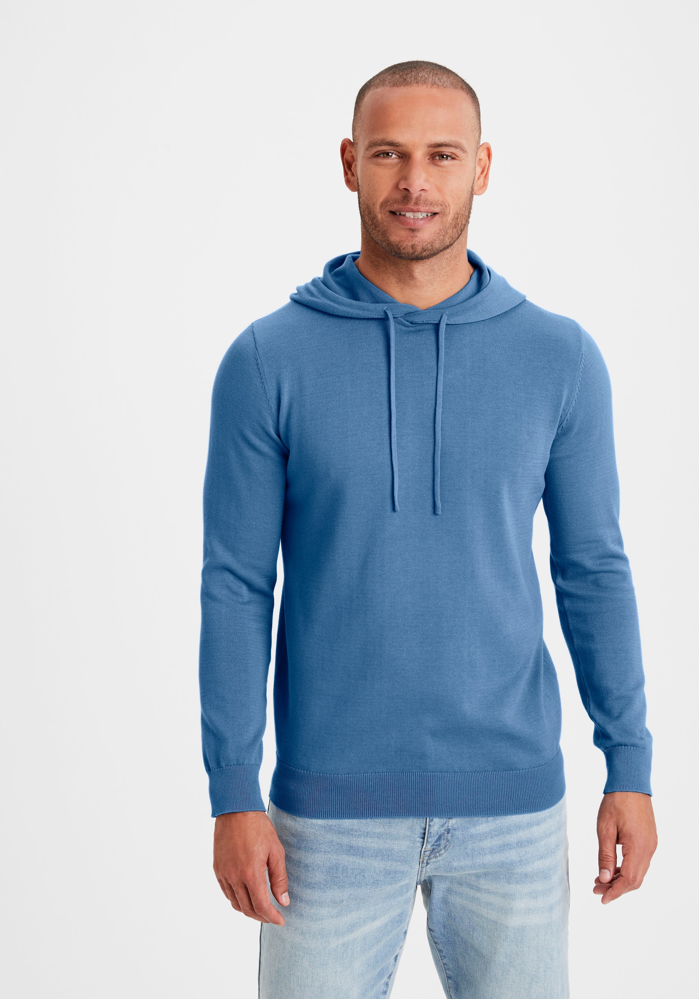 H.I.S Hoodie », Strickpullover mit Kapuze«, Feinstrick aus pflegeleichter Baumwollmischung