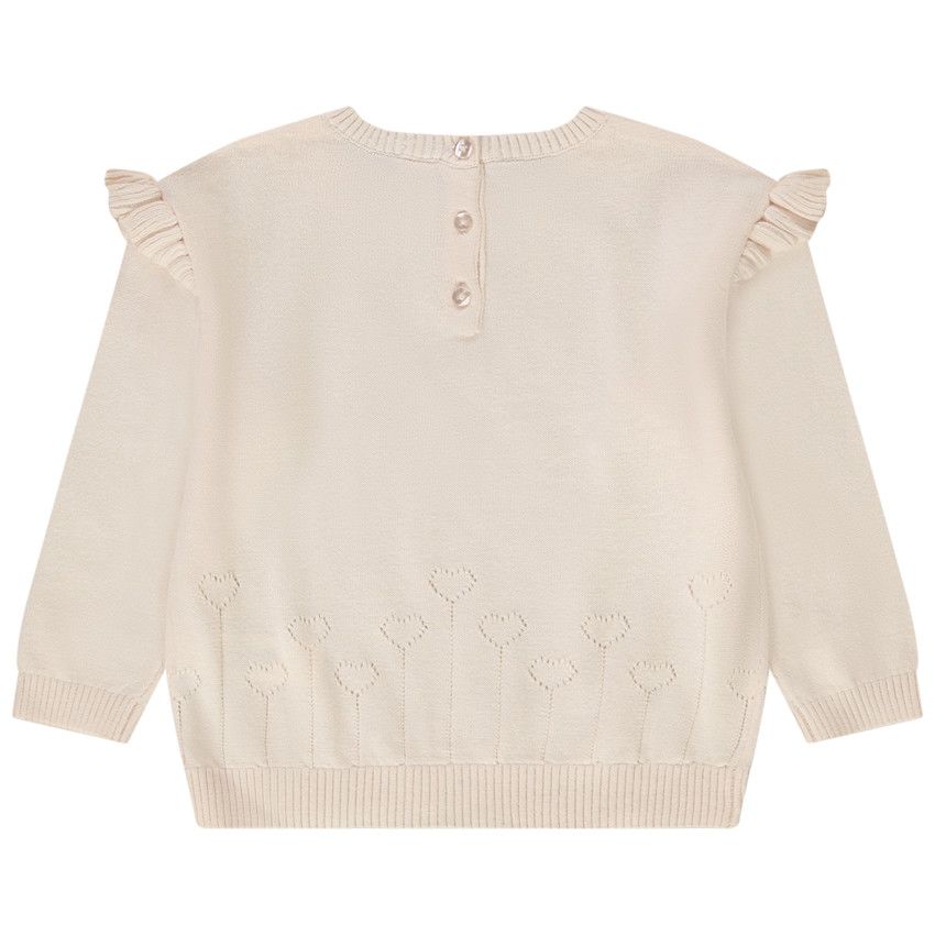 Pull en tricot avec motifs ajourés pour bébé fille - Rose