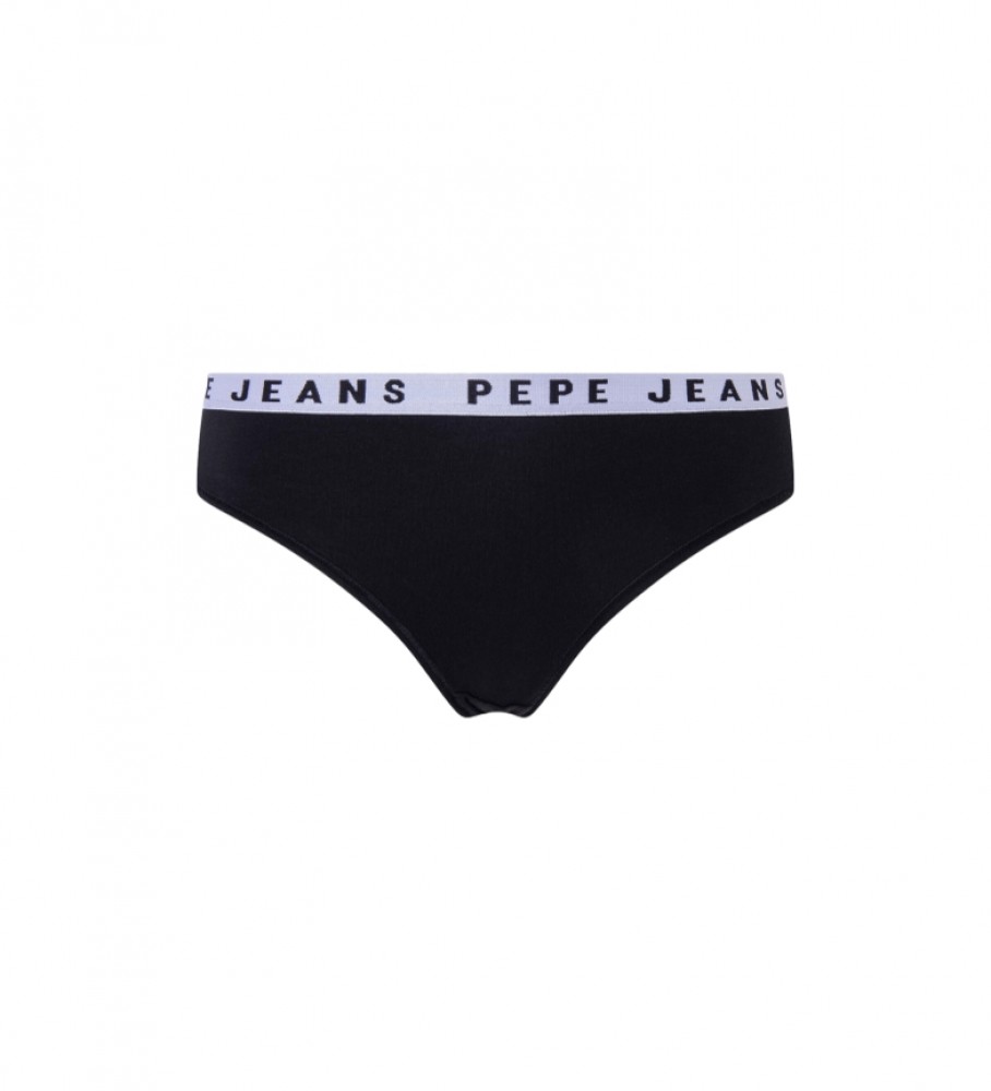 Calcinha fio dental Pepe Jeans com logo azul marinho