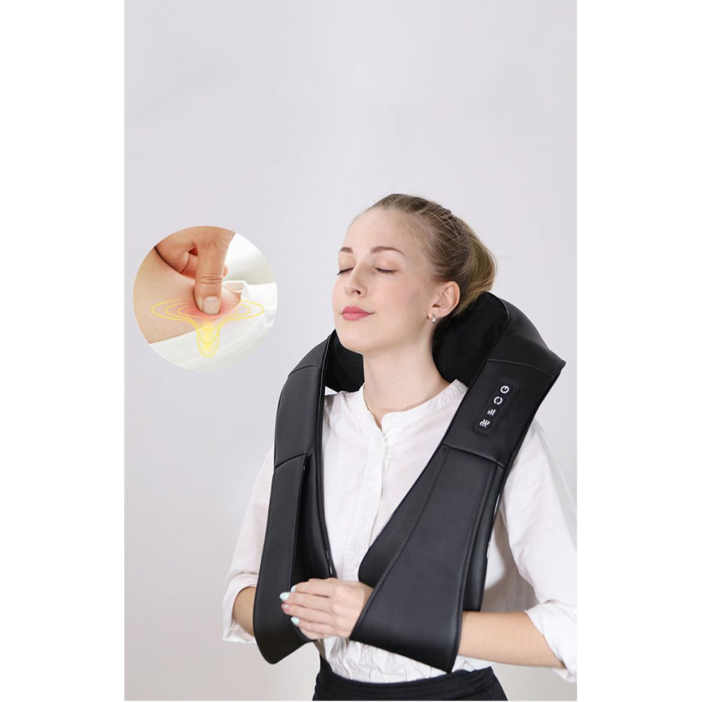 Massage Gerät Tiefenknetmassage mit Wärmefunktion   3 Geschwindigkeits Modi für Nacken Schulter Rücken Bein - Schwarz
