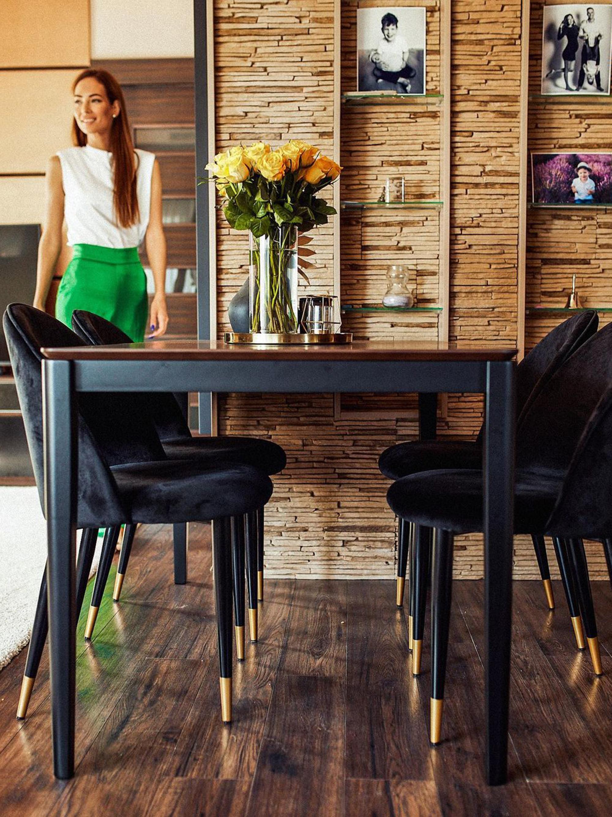 Set van 2 eetkamerstoelen MAGALIA Fluweel Zwart