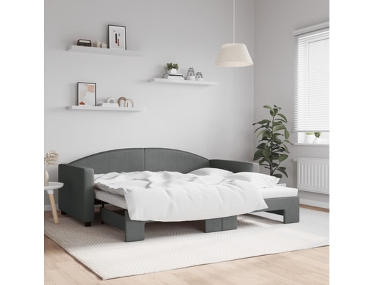 VIDAXL - Lit de jour avec lit gigogne gris foncé 90x190 cm tissu