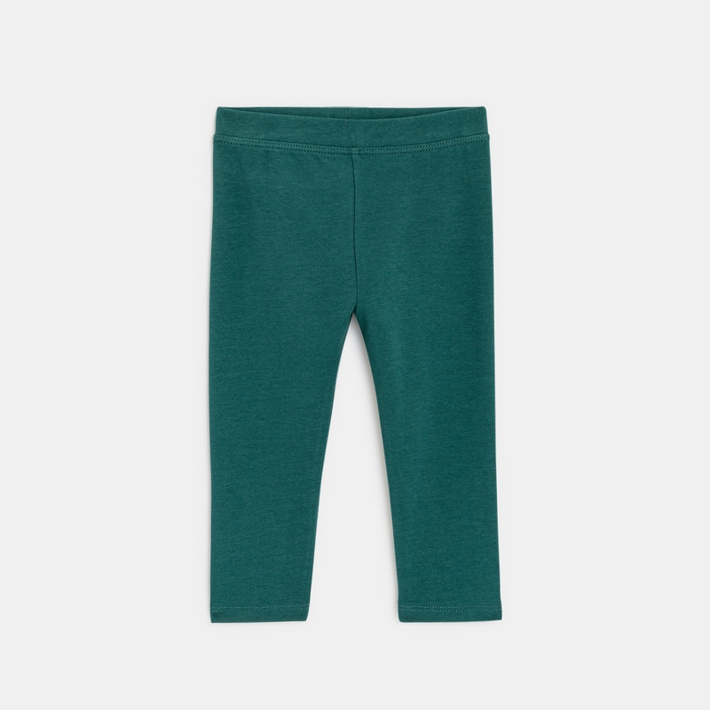 Robe fleurie molleton et legging verte bébé fille