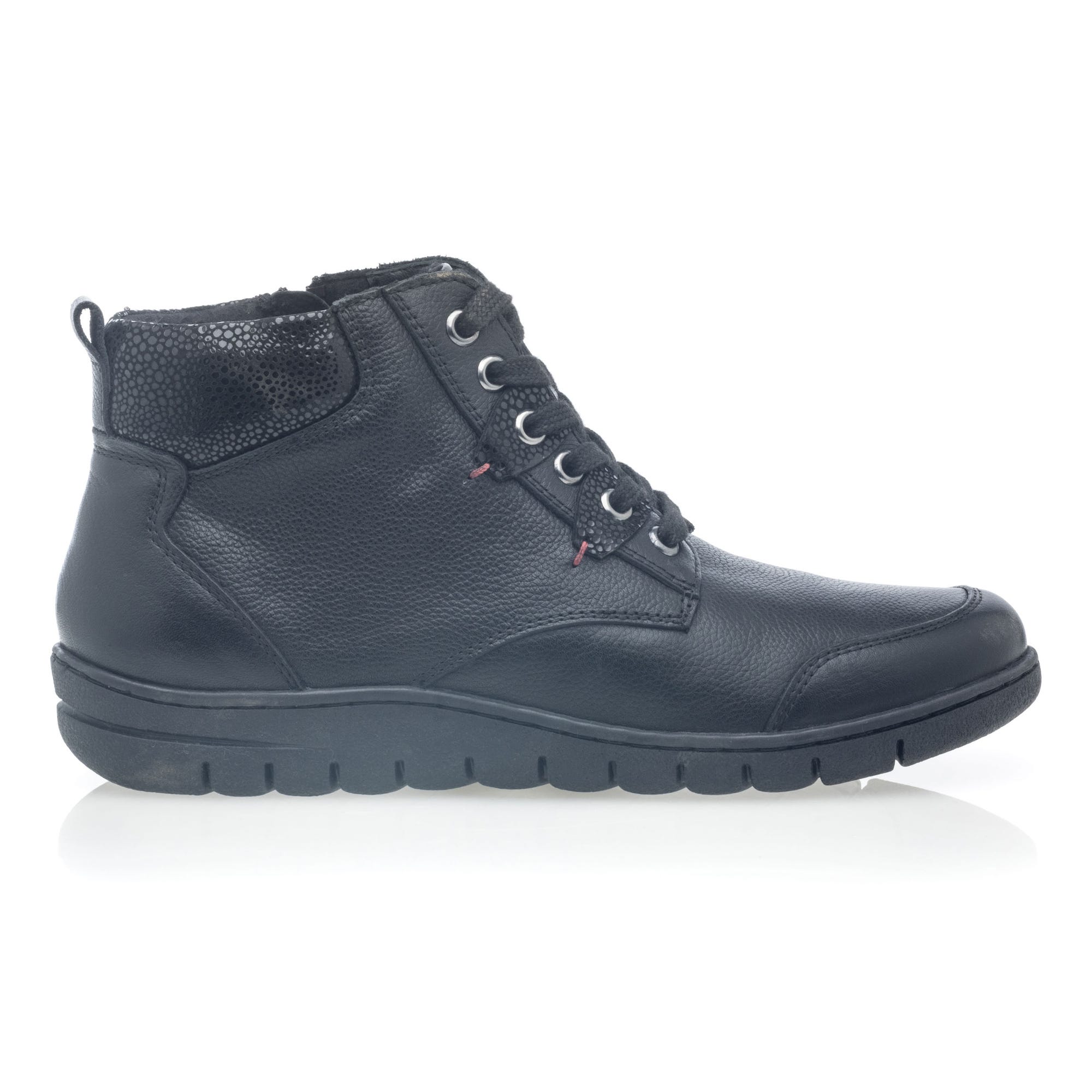 Bottines à lacets Femme en cuir noir
