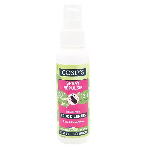 Spray para cabelo Coslys, repelente antipiolhos, 100ml