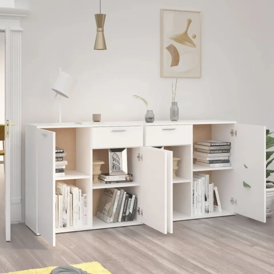 vidaXL - Dressoir - Wit - Bewerkt hout