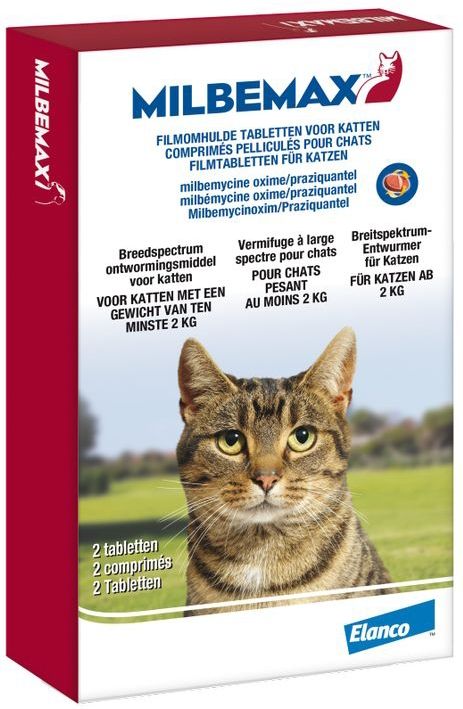 2 Tabletten Milbemax Ontworming voor Katten - BE