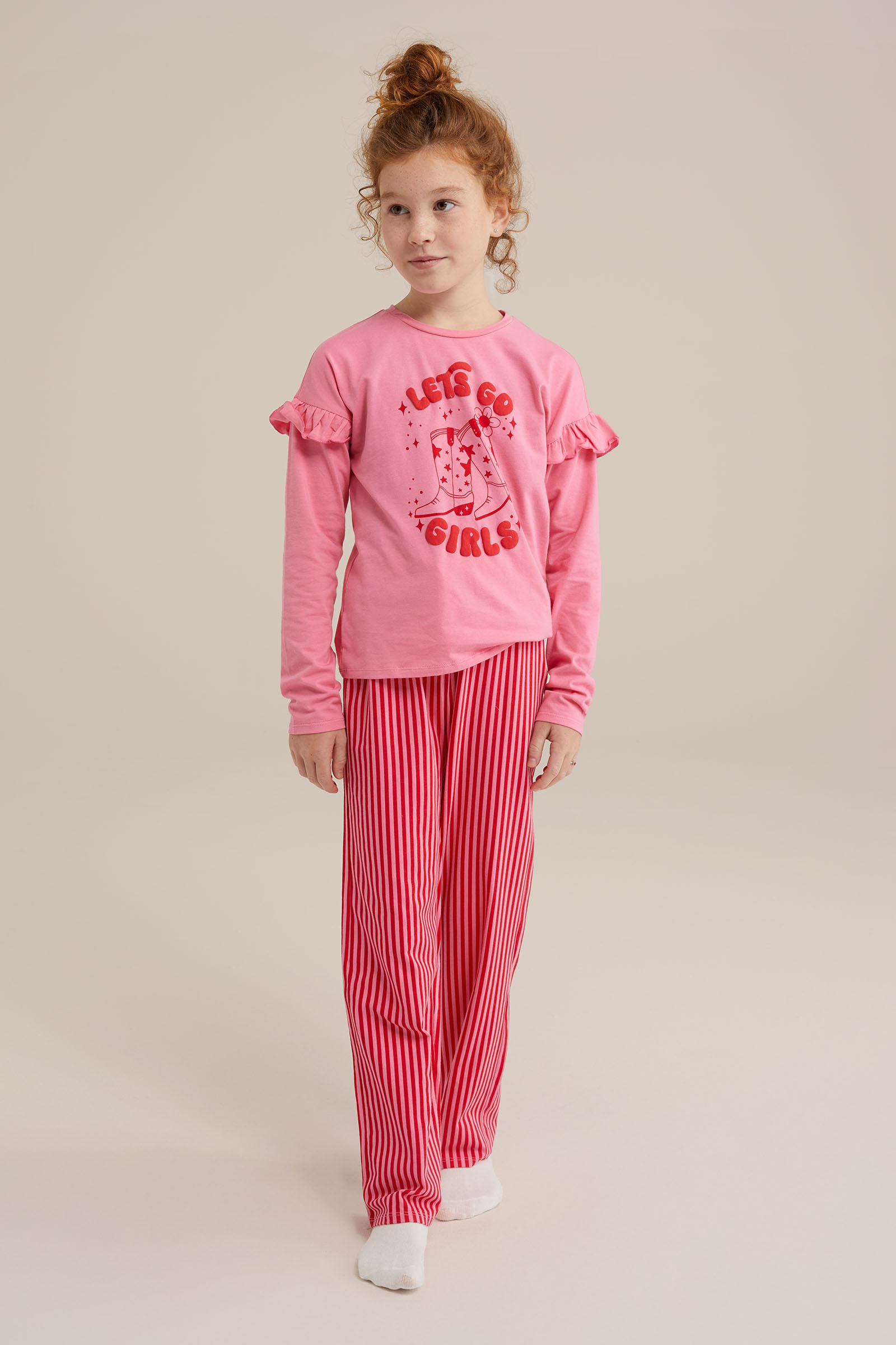 Meisjes pyjamaset met opdruk WE Fashion Roze