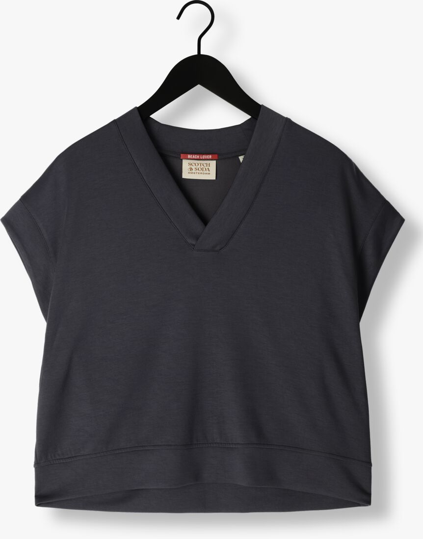 SCOTCH & SODA zwarte scotch & soda trui v-neck sleeveless modal sweatshirt