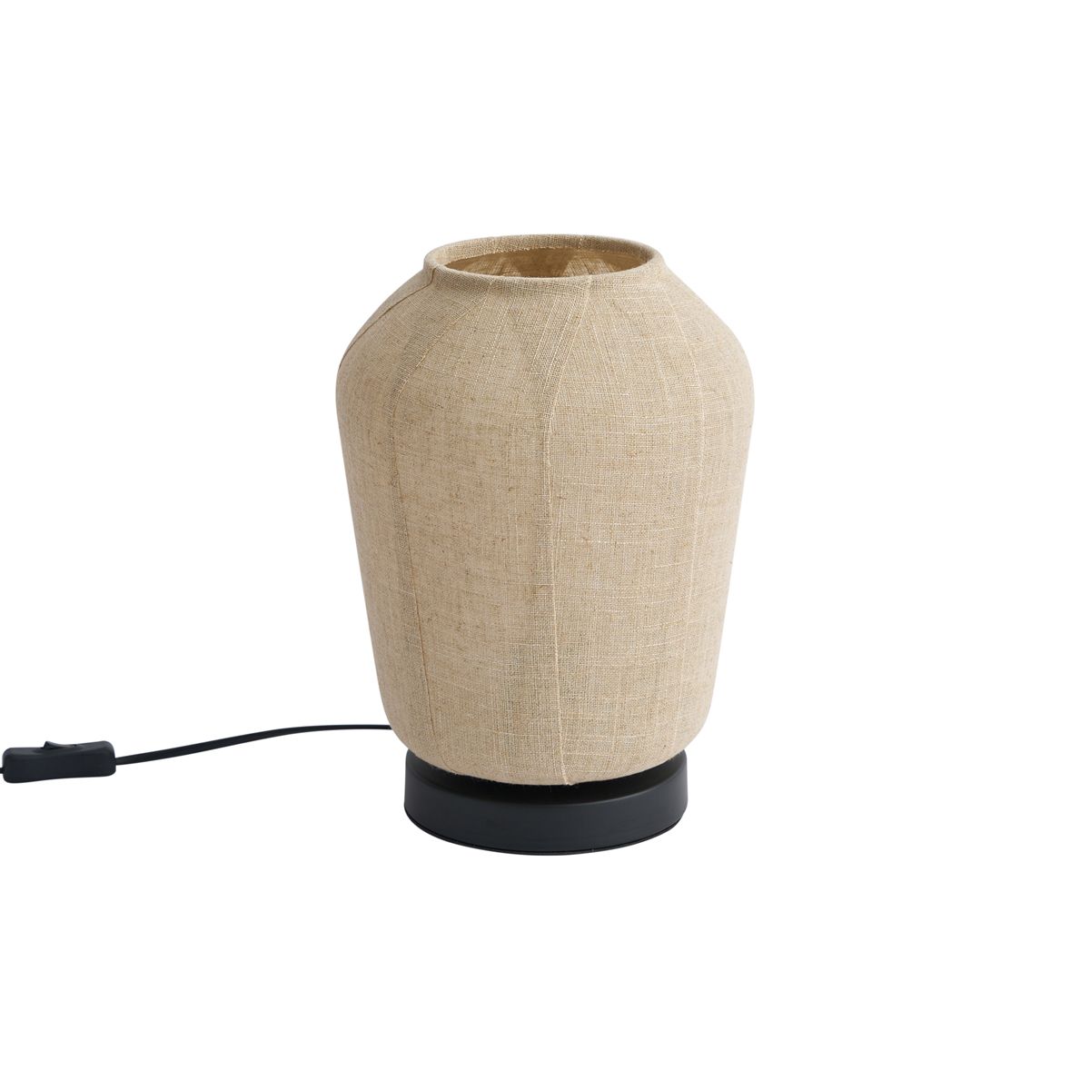 Japandi tafellamp zwart met beige linnen kap 21.5cm - Nami