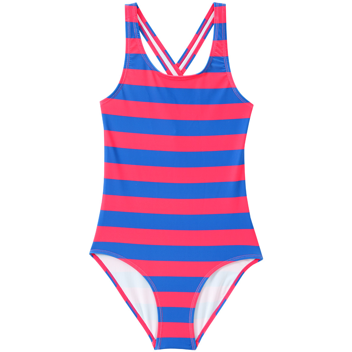 Famy Mädchen Badeanzug mit Streifen rot / blau