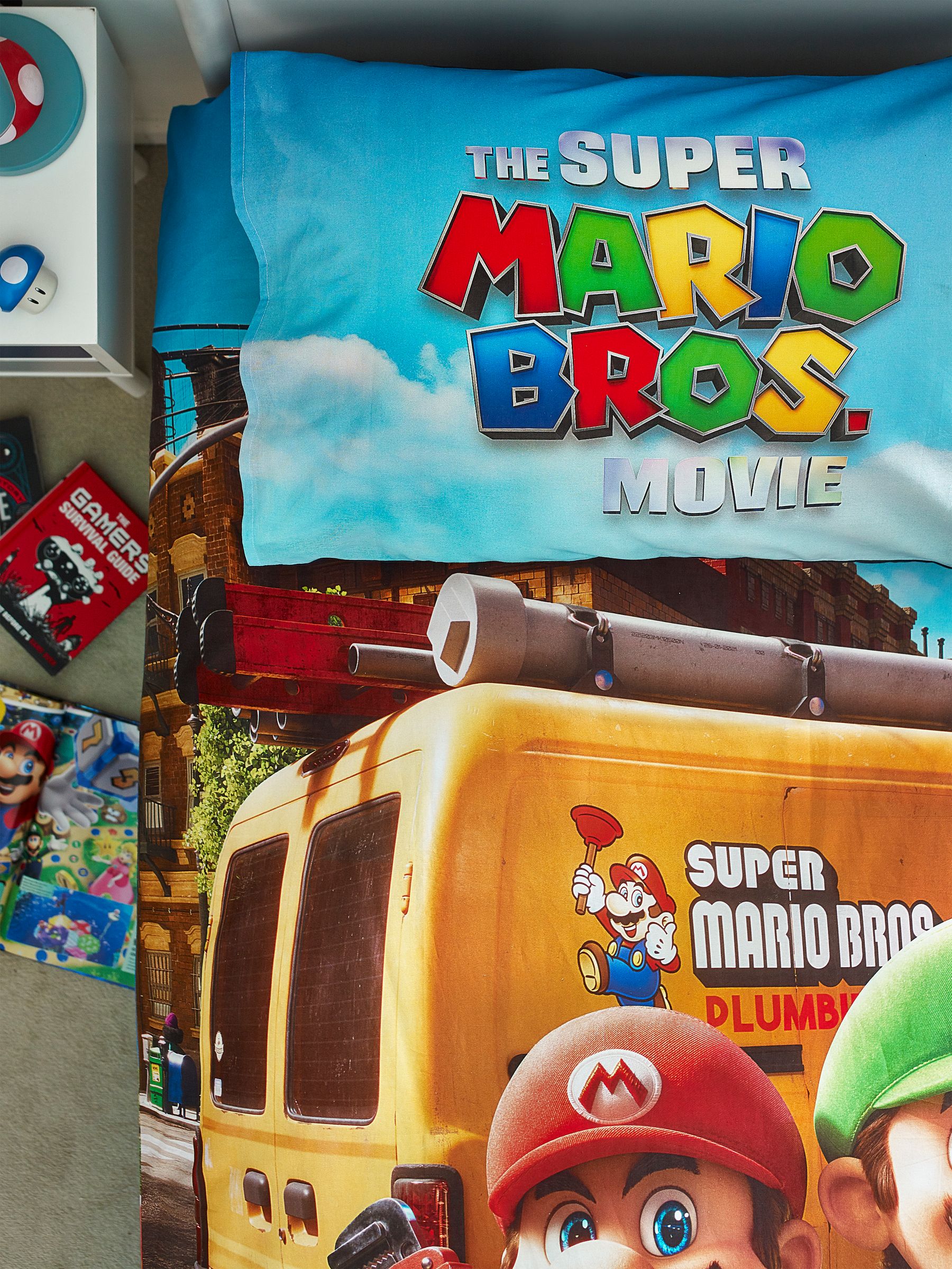 Super Mario eenpersoons dekbedovertrek en kussensloopset van 100% katoen