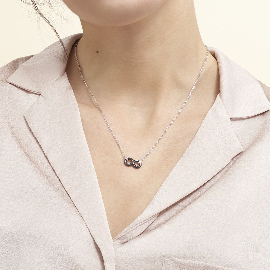 Collier Celinia Argent Blanc Céramique Et Oxyde De Zirconium