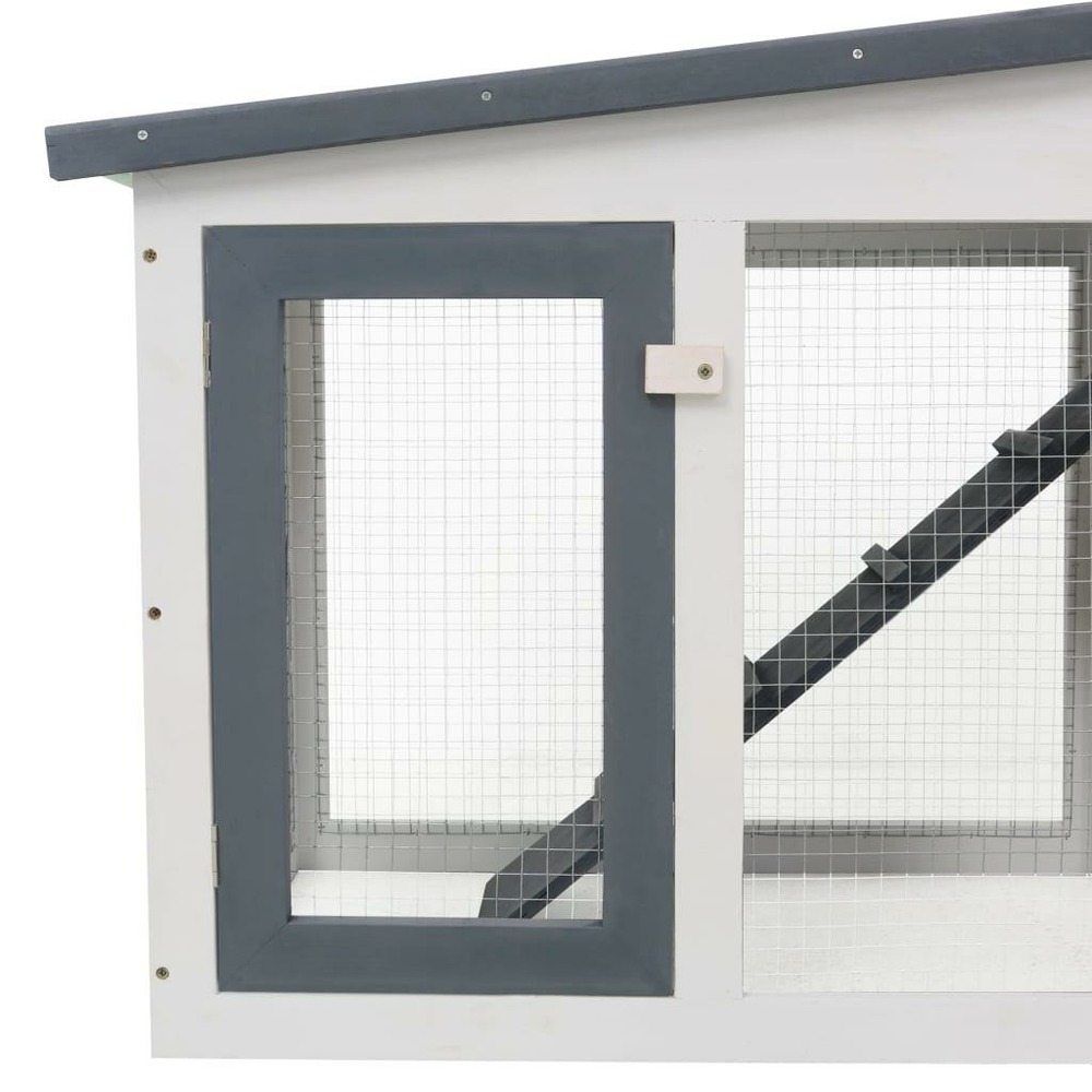 Clapier large d'extérieur gris et blanc 204 x 45 x 85 cm bois