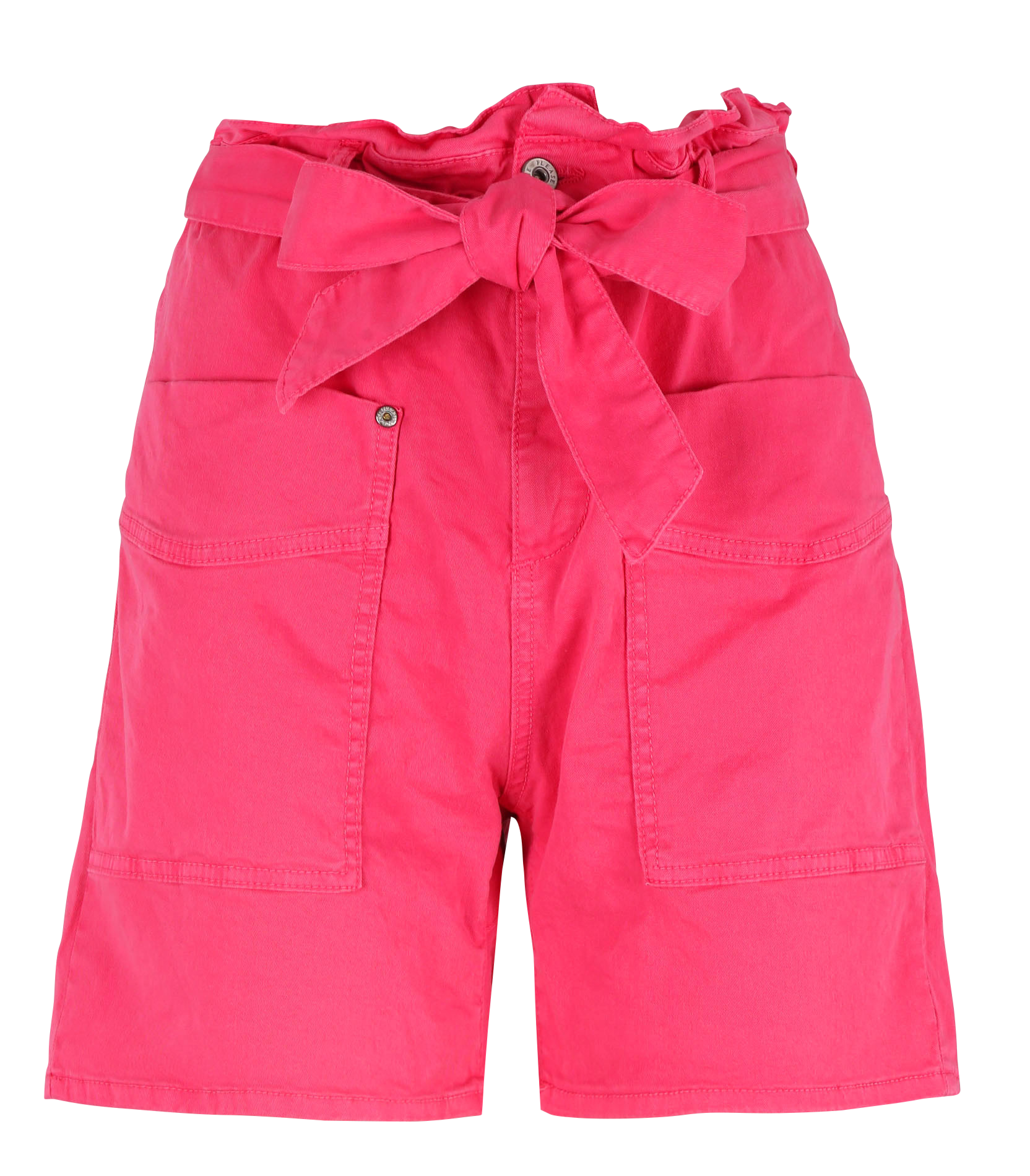 Short taille haute ceinturé en coton | Rose
