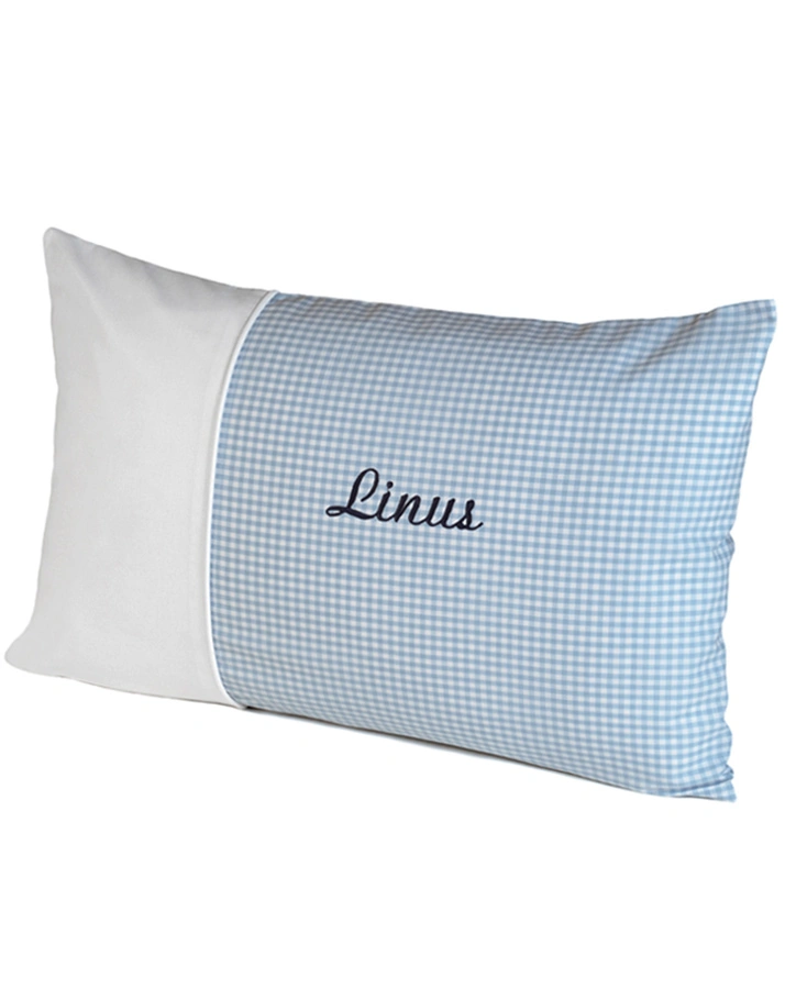 Personalisiertes Längskissen NOSTALGIE hellblau (Farbe: grau)