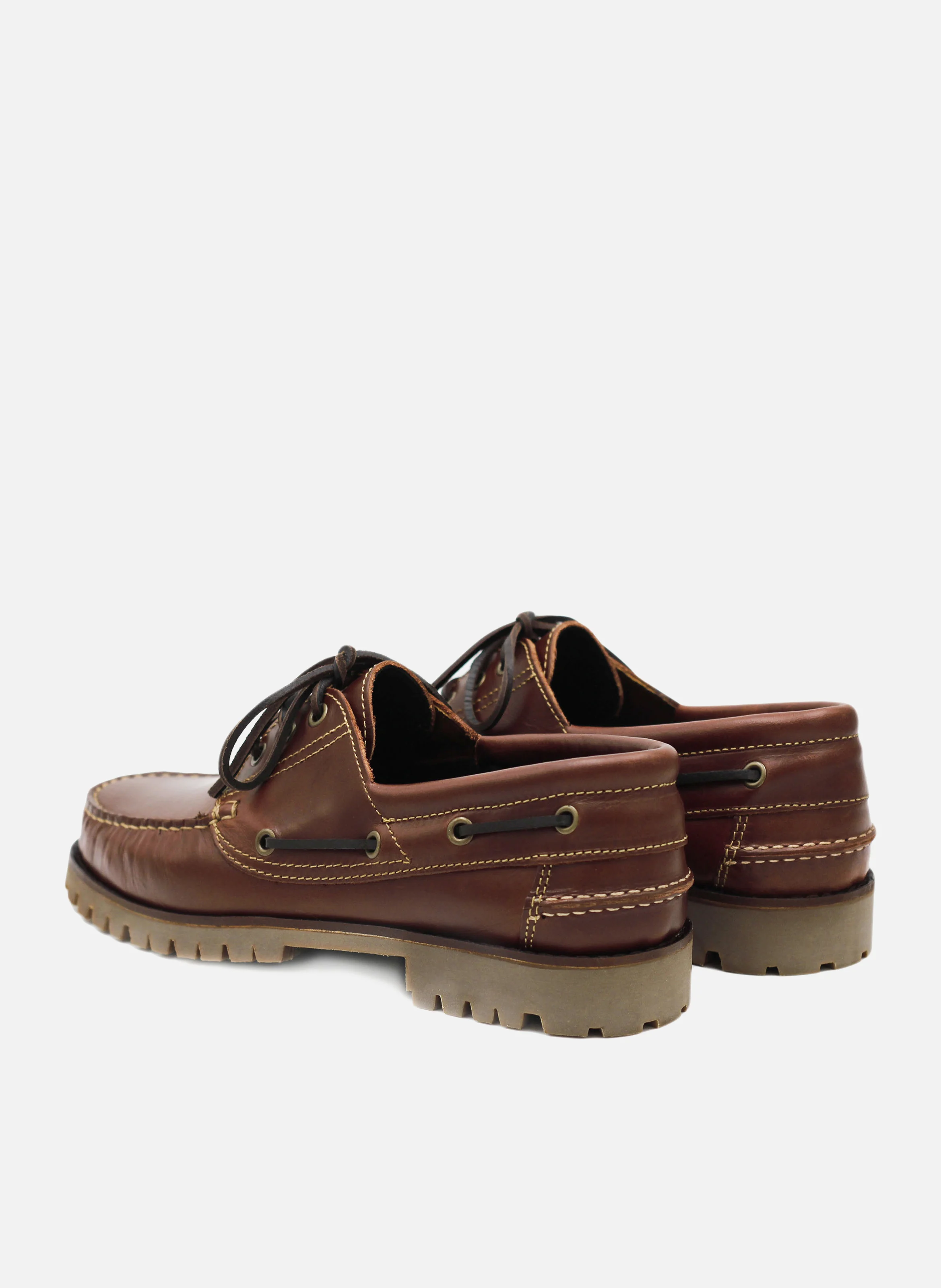 Bateau crampons cuir lisse | Marron