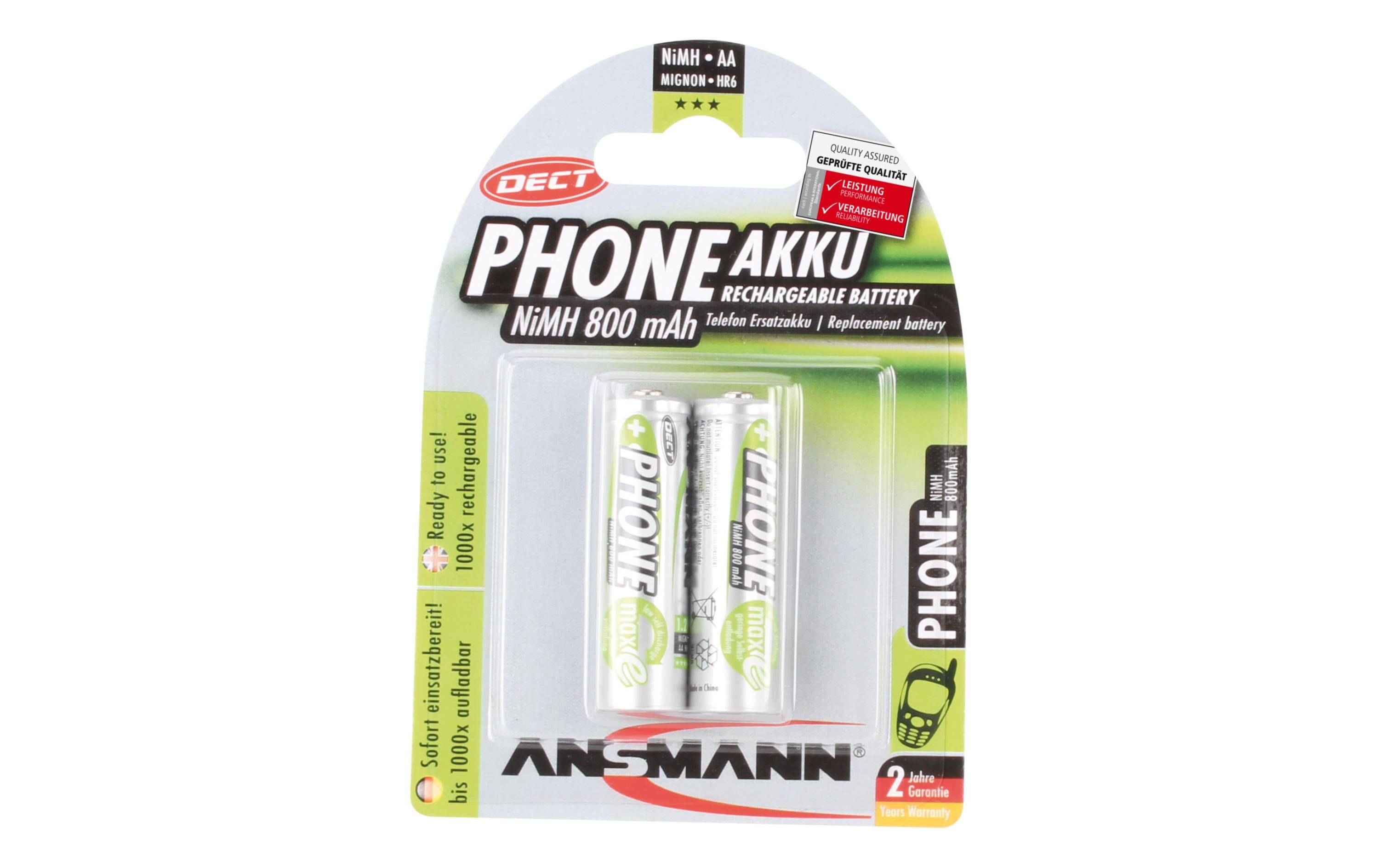 Akku Phone NiMH AA für DECT-Phones 800 mAh, 2 StückAA-Akkus im 2er-Pack