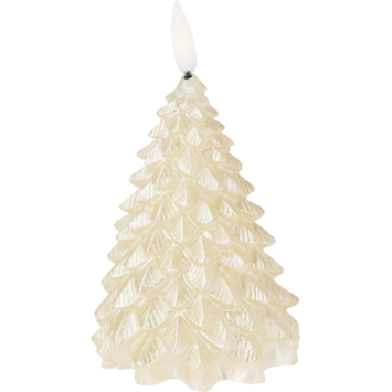 Kerstdecoratie LED kaars boom goud paraffine 11 cm op batterij