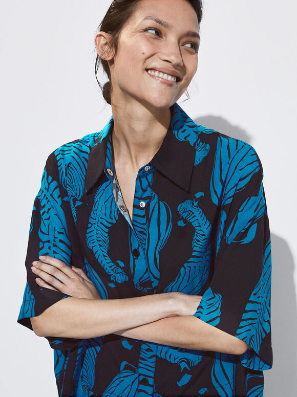 Camisa com estampa de zebra - Multicor