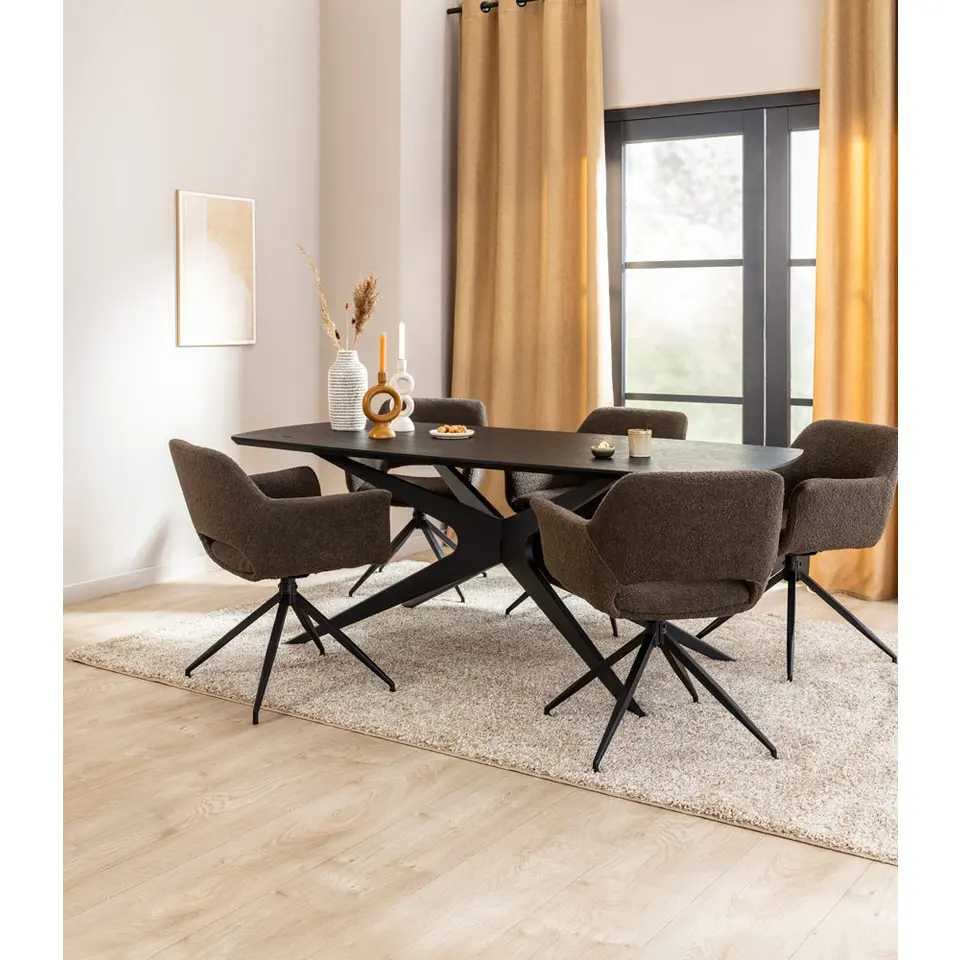 Eettafel Suzanne - zwart - 220x100 cm